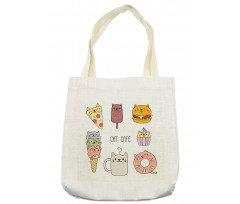 Cats Cafe Food Shapes Tote Bag