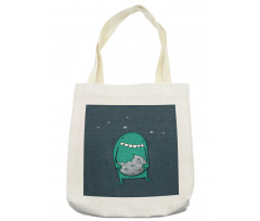 Monster with Sharp Teeth Tote Bag