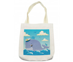 Nursery Theme Captain Whale Tote Bag