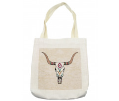 Tribal Bull Skull Folkloric Tote Bag