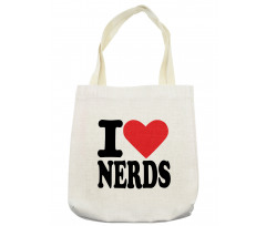 I Love Nerds Words with Heart Tote Bag