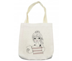 Sketchy Hipster Girl Tablet Tote Bag