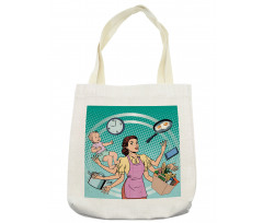 Pop Art Busy Woman Housework Tote Bag