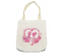 Valentine Lovers on a Heart Tote Bag