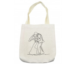 Kissing Romantic Couple Sketch Tote Bag