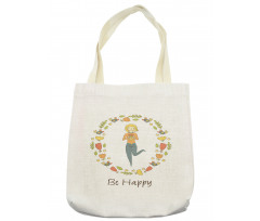 Girl with Flowers Birds Tote Bag