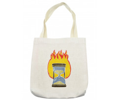 Retro Hourglass on Fire Tote Bag