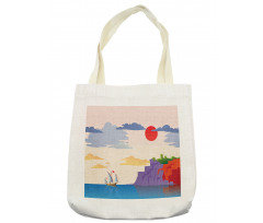 Coastal Landscape Ship Tote Bag