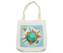 World Landmarks Around Globe Tote Bag