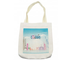 I Love to Travel Words Sky Tote Bag