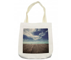 Ocean Cloudy Sky Wooden Pier Tote Bag