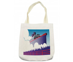 Large Ship with Harbor People Tote Bag