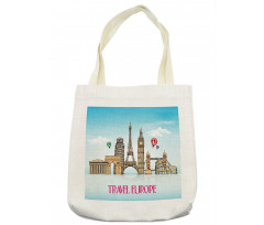 Travel Europe Landmarks Sky Tote Bag