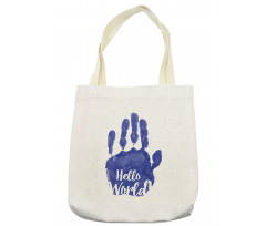 Hello World Color Hand Print Tote Bag