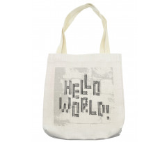 Abstract Striped Hello World Tote Bag