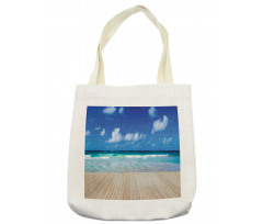 Waves on Wooden Pier Shore Tote Bag