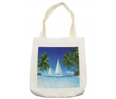 Palm Trees and Sailboats Tote Bag