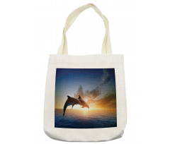 Couple of Dolphins Jump on Sea Tote Bag
