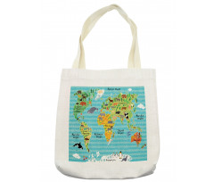 Kids World Map of Animal Tote Bag