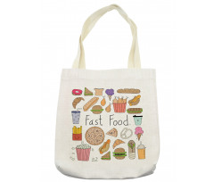 Fast Food Lettering Doodle Tote Bag