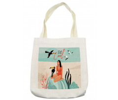 Summer Girl with Toucan Tote Bag