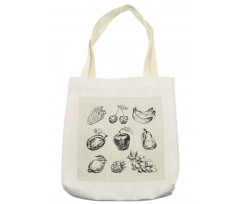 Retro Banana Strawberry Plum Tote Bag