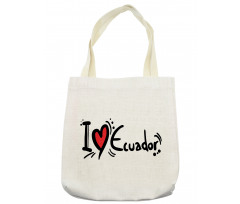 I Heart Ecuador Typography Tote Bag