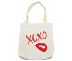 Lipsticked Woman Biting Lips Tote Bag