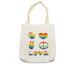 Rainbow Colors Peace and Love Tote Bag