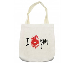 I Kiss You with Lipstick Print Tote Bag