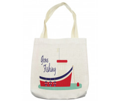 Cartoon Fishing Boat Tote Bag