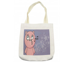 Farm Animal Singing Star Motifs Tote Bag