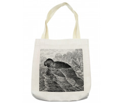 Hand Drawn Sea Cow Design Tote Bag