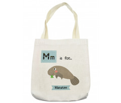 Letter M and Animal Cartoon Tote Bag