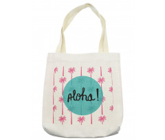 Palm Trees and Text in Circle Tote Bag