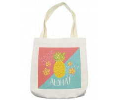 Flowers and Pineapple Pattern Tote Bag