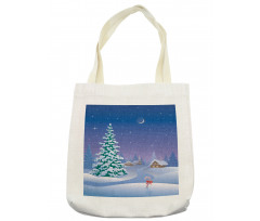 Vertical Cartoon Snowy Path Tote Bag