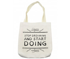 Simple Black and White Text Tote Bag