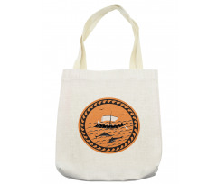 Greek Ship on Waves Tote Bag