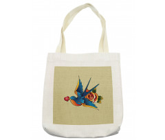 Heart Bird and Rose Art Tote Bag