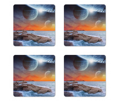 Planet Landscape View Coaster Set Of Four