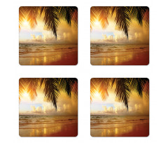 Sunset Caribbean Palms Coaster Set Of Four