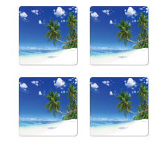 Lagoon Palm Leaf Clouds Coaster Set Of Four