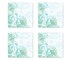 Repetitive Hand Drawn Shell Coaster Set Of Four