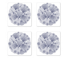 Snail and Sea Shells Art Coaster Set Of Four