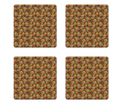 Diamond Flowers Leaves Coaster Set Of Four