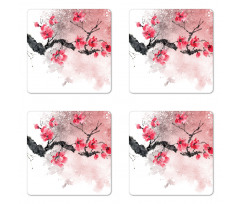 Watercolor Floral Art Coaster Set Of Four