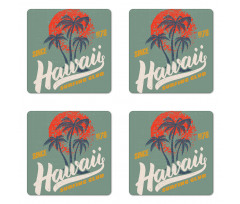 Surfing Club Logo Artwork Coaster Set Of Four