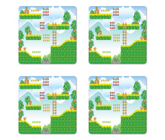 Exotic Tile Game Platform Coaster Set Of Four