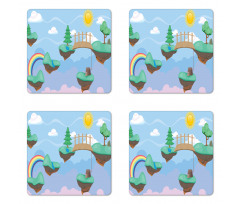 Flying Islands Game Platform Coaster Set Of Four